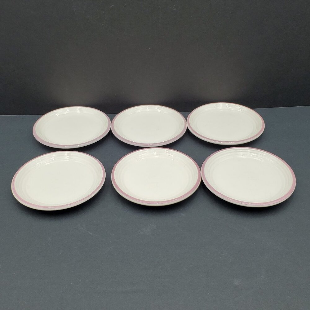 Sterling China Wellsville Virginia 5" Mauve Band Appetizer Side Plates